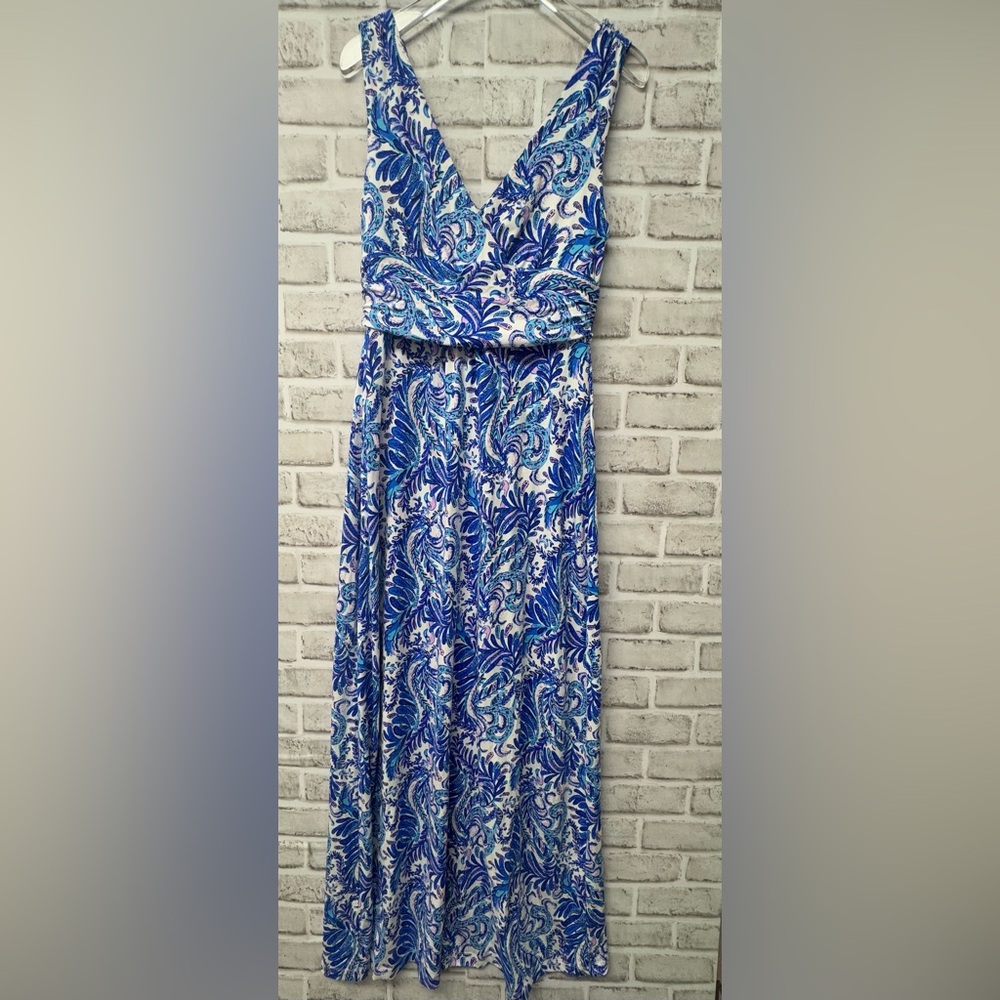 Lilly Pulitzer Sloane Maxi Dress Baha Blue Bird is the Word Size Small